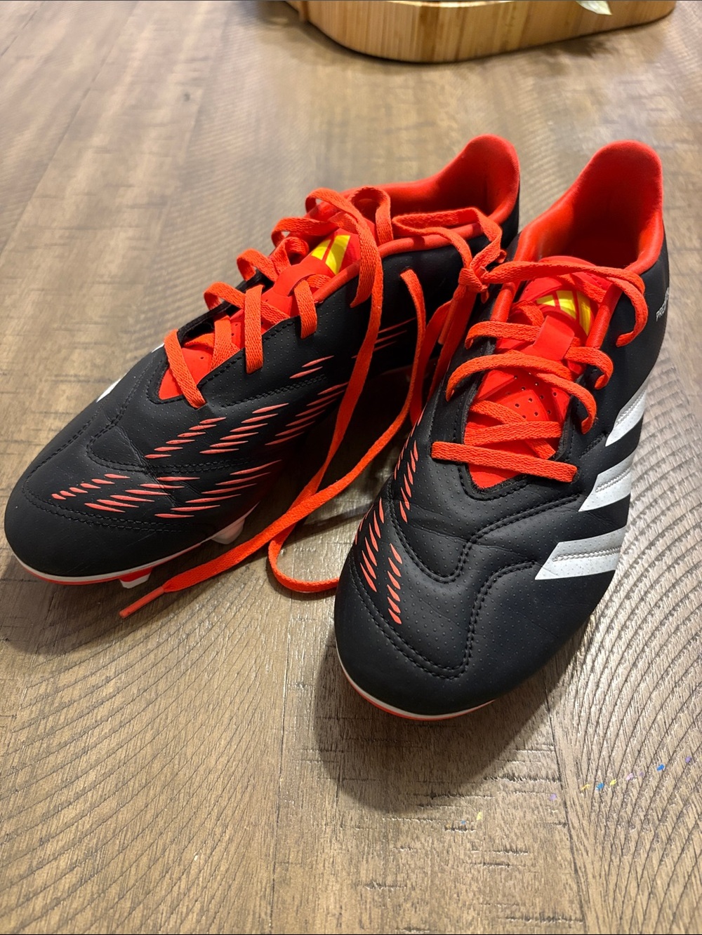 adidas Black and Red Men's Soccer Cleats Only use one time!